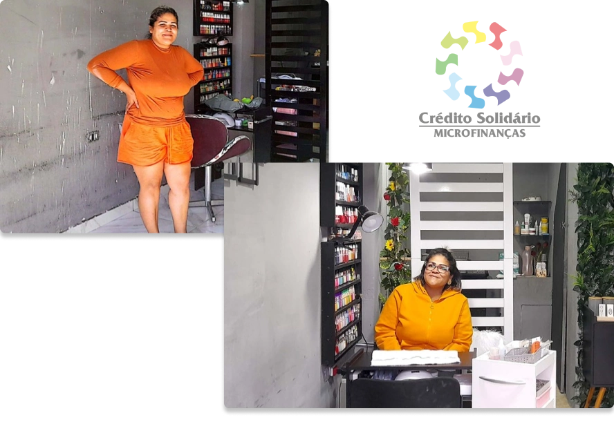 Cliente com salão reformado, antes e depois